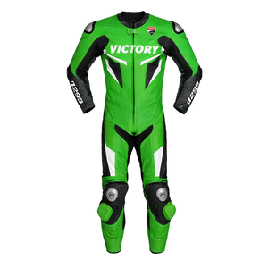 Traje de Motociclismo de una Pieza con Logotipo Frontal Personalizado en Color Verde Victory, Traje de Carreras de Motocicleta Profesional de Nailon PE EVA con Protección para Motociclistas - Product Image 1