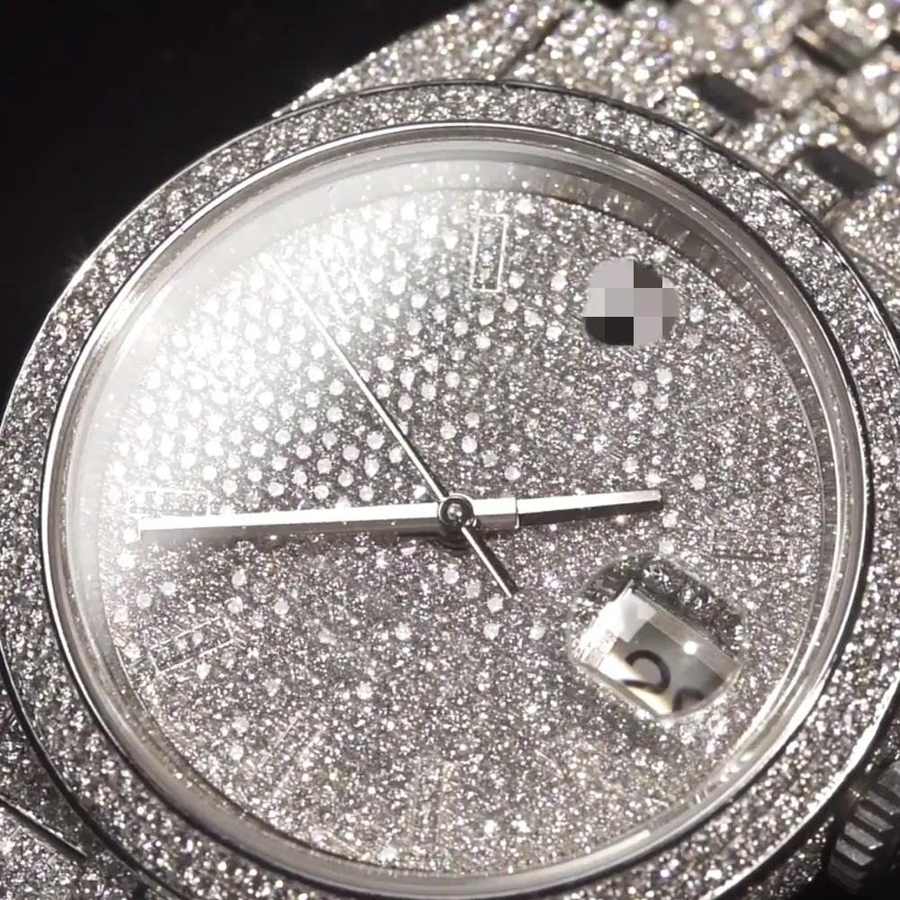 Reloj de diamante de lujo, nuevo tipo, automático, con calendario completo, Vvs