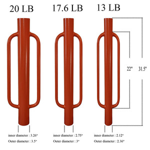 해머 어태치먼트 파운더 나무 손잡이 블랙 드릴 32인치 트랙터 스트레이트 13파운드 레드 펜스 홀 티 포스트 드라이버 - Product Image 2