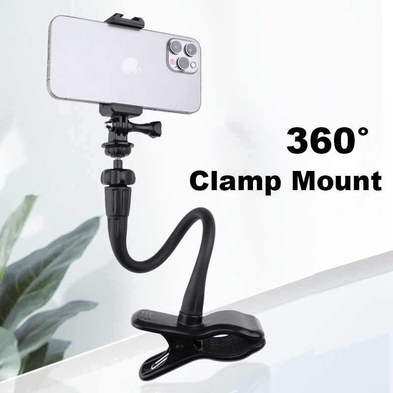 Adjustable Live Streaming Bracket Tabletop Clamp Phone Holder and DSLR Camera Mount with Ring Light for GoPro 13 Insta360 X5