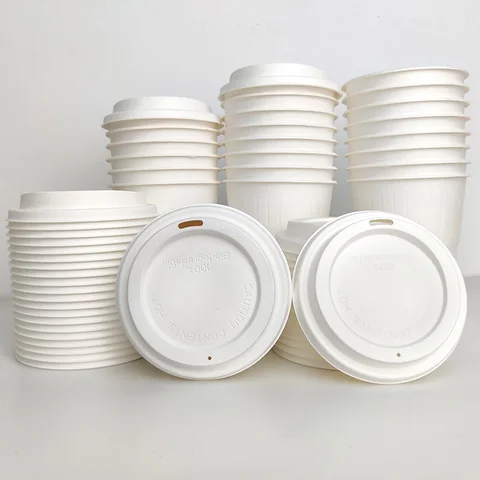 Bagasse 80mm 10 Oz Clear Dome Coffee Cup Paper Lids