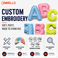 Lot de patchs brodés personnalisés alphabet A-Z, badges lettres cousus pour vestes et vêtements d'équipe AWELLS