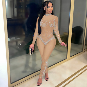 จั๊มสูทเซ็กซี่ของผู้หญิง,รอมเปอร์แขนยาวเจาะด้วย Ironed ตาข่ายมุมมองแฟชั่นปี <span class=keywords><strong>JL033</strong></span> - Product Image 4