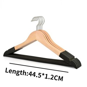 Wholesale Manufactory Hook Type Velvet Black <strong>Hanger</strong> Boutique Wooden <strong>Hangers</strong> With <strong>Clips</strong> - Product Image 5
