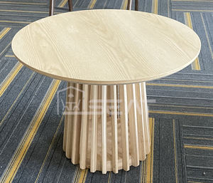 Promoción elegante <span class=keywords><strong>2025</strong></span>, superventas, muebles de sala de estar familiar, mesa auxiliar, Wabi-sabi, mesa auxiliar redonda de chapa de MDF de madera nórdica - Product Image 5
