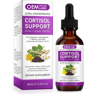 Suplementos Líquidos de Cortisol OEM con Magnesio, Ashwagandha, L-Teanina, Kava Kava, Manzanilla, Vitamina C y D3 para el Sueño y el Estrés - Product Image 1