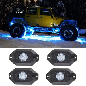 Kit d'éclairage LED RGB pour véhicule, 4 modules, éclairage sous châssis multicolore néon, contrôle par application, mode musical <span class=keywords><strong>clignotant</strong></span>, éclairage de jante, 12V IP67 UTV, garantie 1 an - Product Image 1