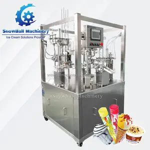 Rotary ice cream cup cone pints bulk container family packs sorbet water ice push up packaging filling packing machine