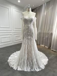 2026 האחרונה עיצוב שמלות כלה תחרה בתולת הים עם שמלת כלה שרוול ארוך שמלת כלה מוכנה לספינה - Product Image 6