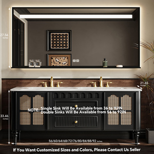 Meuble-lavabo de salle de bain avec lavabo simple ou <span class=keywords><strong>double</strong></span>, meuble-lavabo en bois massif sculpté exquis avec miroir intelligent, armoire de salle de bain - Product Image 6