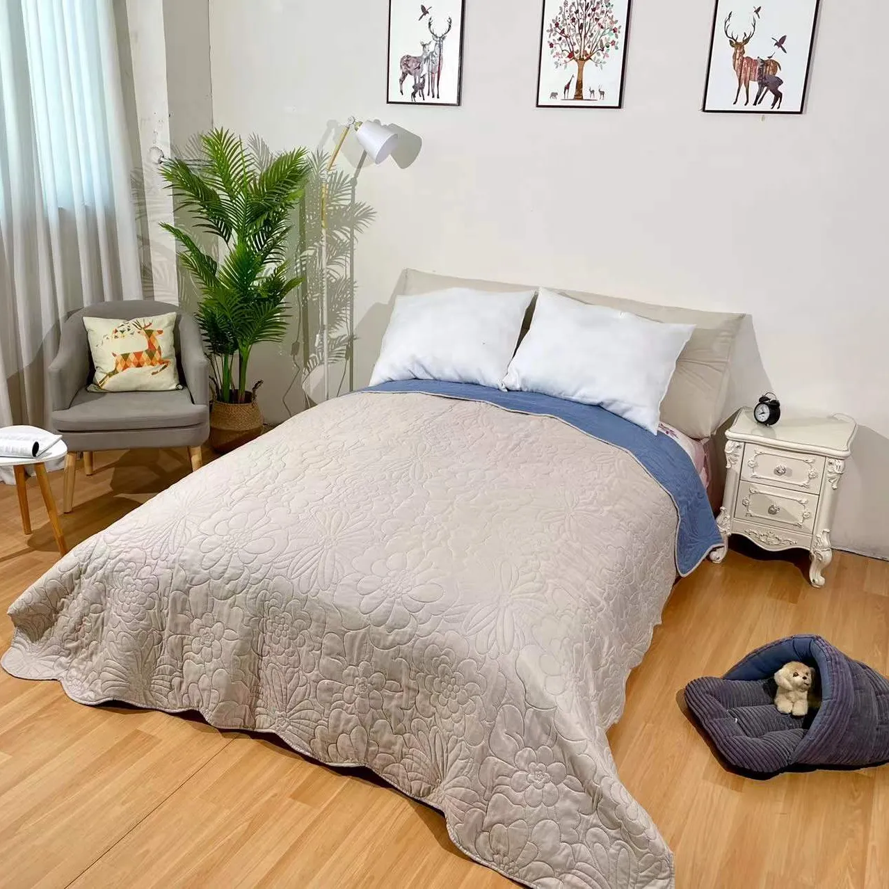 Ultraschall einfarbig Quilt Bettlaken Sets Polyester billig Bett bezug Anpassung
