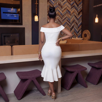 Nouvelle robe midi asymétrique à volants et épaules dénudées CY902400 pour femme, robe de soirée moulante avec peplum 2026