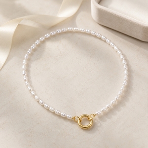 Collana di Perle Barocche Personalizzata <span class=keywords><strong>da</strong></span> 18 Pollici, 100% Perle d'Acqua Dolce Naturali 3-4MM, Chiusura Placcata Oro 18K per Signore - Product Image 3