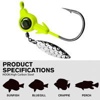 Hameçon de pêche coloré à grande tête avec spinner pour le black-bass