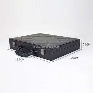 Tas kantor hitam hadiah kulit kotak kayu bordir kulit PU mewah kotak penyimpanan parfum kemasan kosmetik pakaian kosmetik - Product Image 5