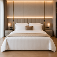 Ensemble de literie d'hôtel de luxe 100% coton blanc pur, tissage satiné 60s 80s, pour les hôtels 5 étoiles Hilton & Marriott Standard