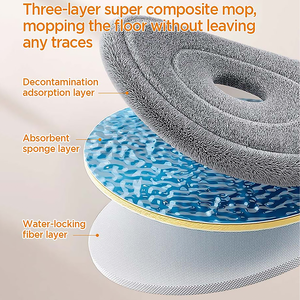 Set Secchio e Strizzatore Joybos con Mop Girevole a 360° per Separazione Acqua Pulita/Sporca e <span class=keywords><strong>Tre</strong></span> Tipi di Testine per Pulizia Pavimenti - Product Image 6
