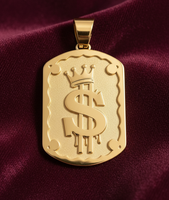 Nouveau design Z H – Pendentif unisexe en laiton plaqué or 24 carats, motif géométrique hip-hop, chaîne cubaine, constellation, couronne, dollar