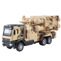 Camion Militaire Blindé et Voiture Modèle en Métal Moulé Sous Pression avec Lumières et Son, Jouet à Friction à Tirer en Arrière, Échelle 1:32, Batterie au Lithium