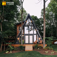 Maison préfabriquée triangulaire de luxe de 40 pieds, design moderne en acier, hôtel de glamping, villa modulaire certifiée CE