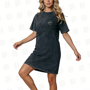 Magliette personalizzate con lavaggio acido all'ingrosso serigrafia da <span class=keywords><strong>donna</strong></span> in cotone bianco T-Shirt abito da <span class=keywords><strong>donna</strong></span> ampio abito da T-Shirt estivo da <span class=keywords><strong>donna</strong></span> - Product Image 3