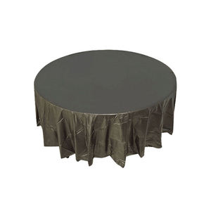 Nappe de table ronde noire classique en PVC durable et tissu tissé pour une utilisation extérieure et intérieure de banquet de mariage à la maison - Product Image 1