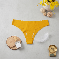 Culottes Femme Ultra-Fines en Soie Glacée Premium, Taille Basse, Sans Coutures, Antibactériennes, Bord Ondulé Découpé au Laser, Sexy, Pour Usage Quotidien