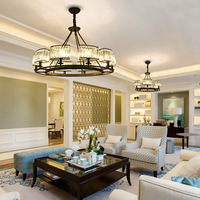 Lustres LED de salon modernes de luxe de haute qualité avec finition dorée, perles de cristal, luminaires suspendus au plafond, garantie de 3 ans