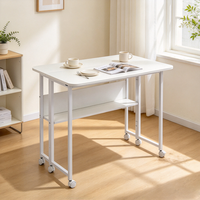 Table pliable peu encombrante avec roulettes, bureau d'ordinateur mobile pliable pour petit appartement, table d'appoint pour bureau à domicile