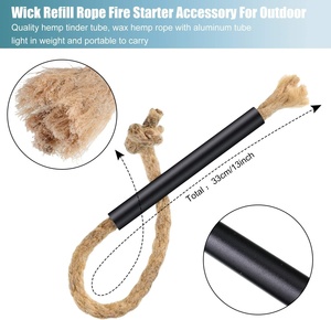 Tubo de yute <span class=keywords><strong>Tinder</strong></span>, mecha de cera impermeable, accesorio de arranque de fuego con funda de aluminio para acampar al aire libre, senderismo, suministros de senderismo - Product Image 6