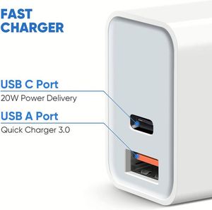 20W USB C Wall Charger Block Dual Port PD <b>Power</b> <b>Adapter</b> Fast Charging Block for Mobile Phones - Product Image 2