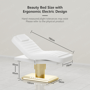 Mesa de Tratamiento de Masaje Eléctrica Completa Moderna Color Blanco y Oro para Terapia Médica, Spa, Salón, Pestañas, Esteticista, Cosmética Facial y Cama de Belleza - Product Image 2