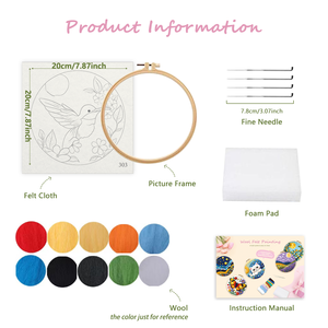Per il modello di uccello di CHENISTORY Starter Kit di pittura in feltro di <span class=keywords><strong>lana</strong></span> artigianale Set di ricamo su tela supporto per animali <span class=keywords><strong>lana</strong></span> feltro <span class=keywords><strong>arte</strong></span> - Product Image 3