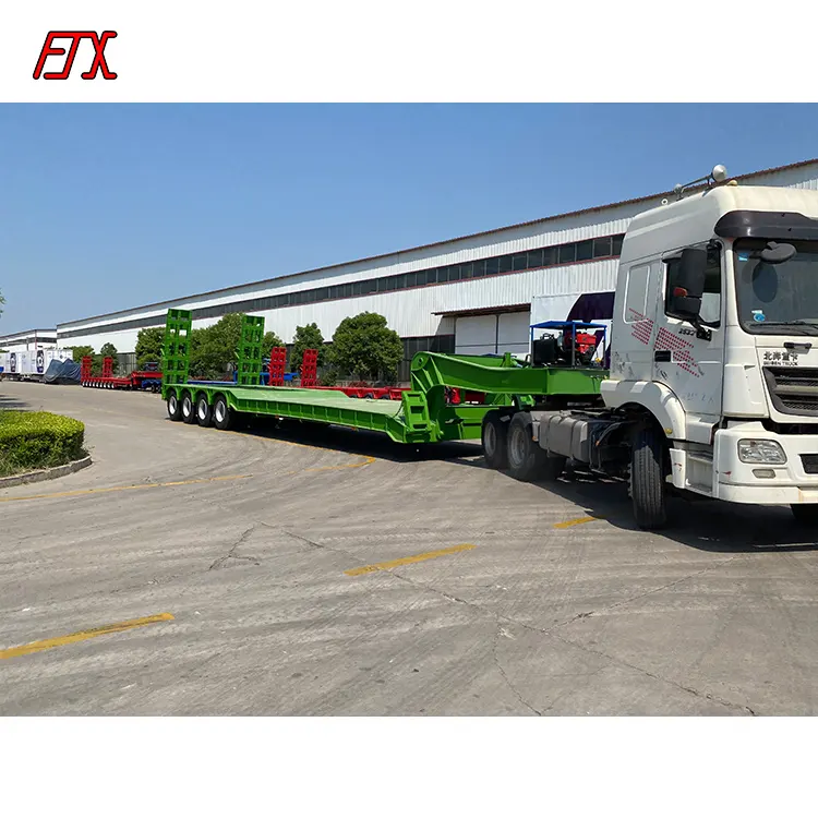 Sıcak satış 3 eksen 4 aks 60 80 100 ton ağır gooseneck düşük yükleyici düşük yatak lowboy kamyon lowbed yarı römork