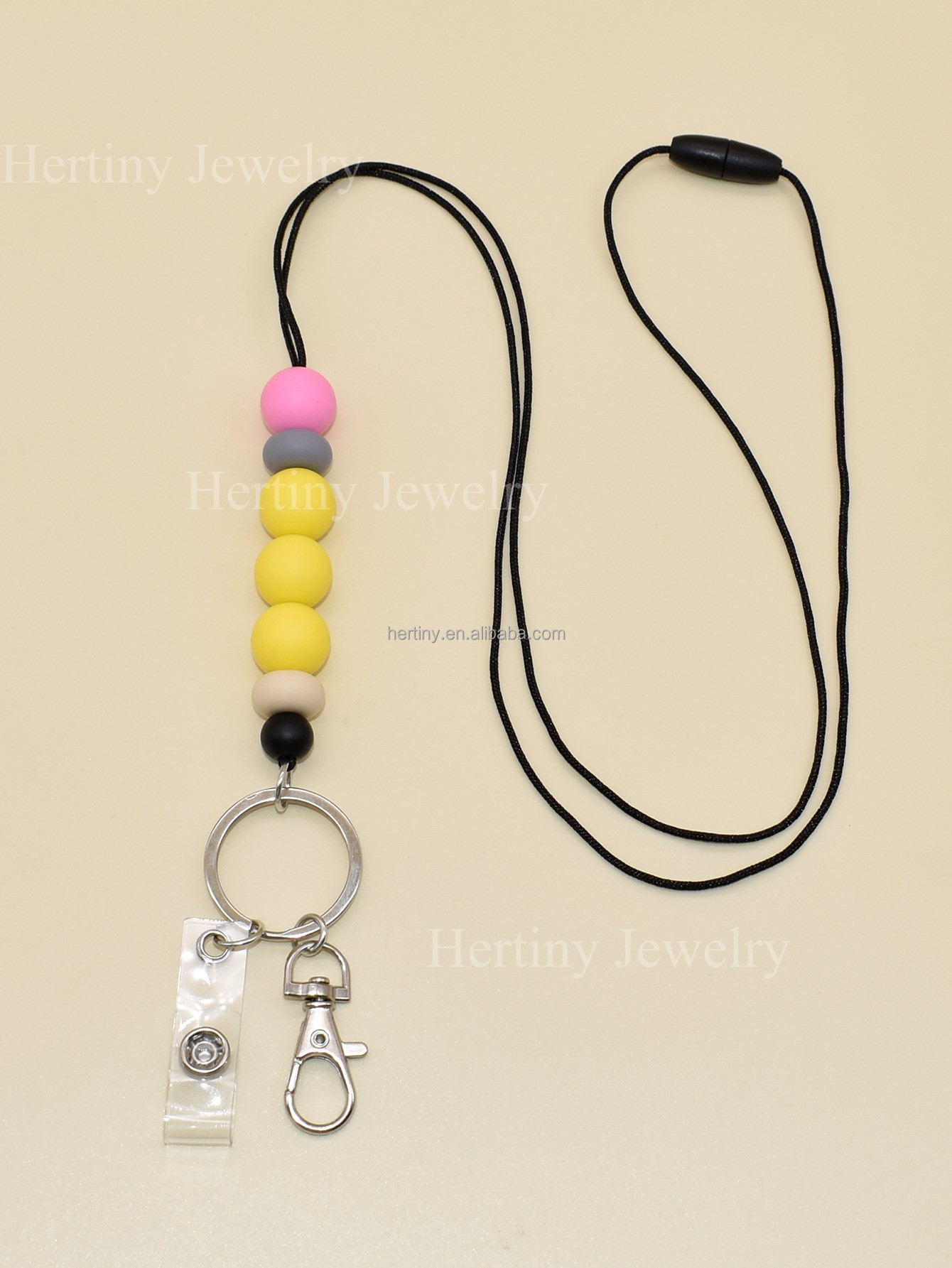 Minimalist Beaded Wooden Teacher Lanyard With Name Custom Lanyard Teacher Gift Lanyard ID Badge Holder for Teacher Image 3