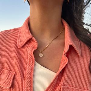 עמיד למים קיצי קיץ החוף תכשיטים נירוסטה סיירי זהב 18 קראט שרשרת פנינים - Product Image 4