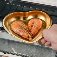 Acier inoxydable 304 Corée Assiette Vaisselle En Métal Bassin En Forme D'amour Plats De Service Pour Restaurant