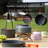Ensemble de cuisine de camping portable design moderne pour 3-4 personnes, ensemble de cuisine d'extérieur, bouilloire portable, ensemble trois pièces