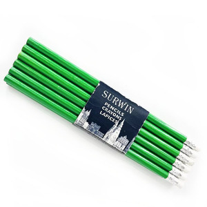 Customize Brand Available Round Shape Smooth Oil Painting Green Color Barrel HB Wood Pencils <b>Office</b> Supplies - Product Image 1
