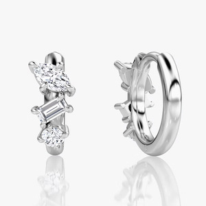 Pendientes de Aro Geométricos con Moissanita VVS GRA, los Más Vendidos, Irregulares, con Tres Piedras, de Latón con Baño de Oro de 14K, Joyería para Uso Diario para Mujer - Product Image 5