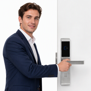 Serrure de porte intelligente en acier inoxydable résistante au feu pour hôtel, avec carte-clé RFID et clé maîtresse, pour portes en bois - Product Image 2