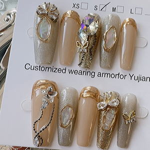 เล็บปลอมลายการ์ตูนหมีน่ารักสไตล์บาโรกแบบฝรั่งเศส  ตกแต่งโบว์สามมิติสีสันสดใส  ขายส่ง - Product Image 6