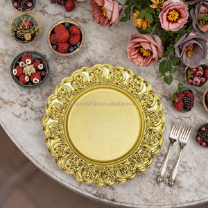 Bandeja de Frutas de Alta Calidad, Plato para Dim Sum, Estilo Europeo, Dorado Antiguo, Platos Redondos de Plástico para Bodas y Hoteles - Product Image 1