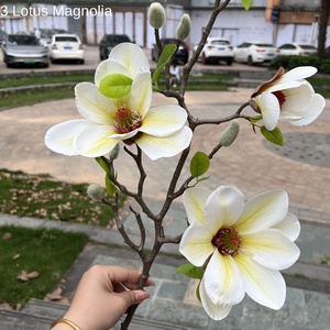 مصنع ماغنوليا محاكاة جميل Chen حر ساق 3-لوتس لحفلات الزفاف المنزل فنادق ديكور عيد الميلاد-بالجملة - Product Image 2