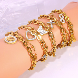 All'ingrosso tricolore Oro placcato Religiosa croce Mujer Virgen De Guadalupe Pulseras De Oro moda donna catena bracciali gioielli - Product Image 1