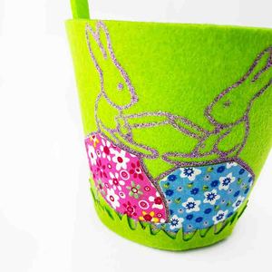 Panier de Pâques Qiankun vert, taille unique, en feutre avec motif de lapin, pour la décoration des enfants - Product Image 3