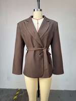 Blazer tendance automne-hiver pour femme, col en V, manches longues, veste à revers à lacets, décontractée, ample, vêtements d'extérieur, blazers de bureau pour femme