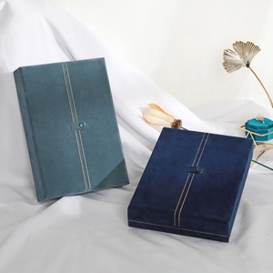 Retro Velvet Pearl Necklace Jewelry <b>Boxes</b> Double-Open Button Design Luxurious <b>Book</b> Shape Jewelry Set Packaging - Product Image 2