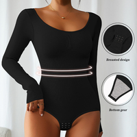 Logo personnalisé étiquette femmes Shapewear minceur taille body contrôle du ventre shaper avec manches longues et conception de fermeture de string