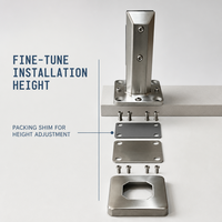 Spigot réglable en acier duplex 2205 pour verre de 10 mm, personnalisé OEM, pour les entrepreneurs en rénovation et les projets d'installation
